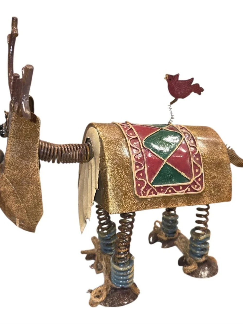 Whimsical Bobblehead Christmas Reindeer Retro Free Standing Metal Spring Dancing